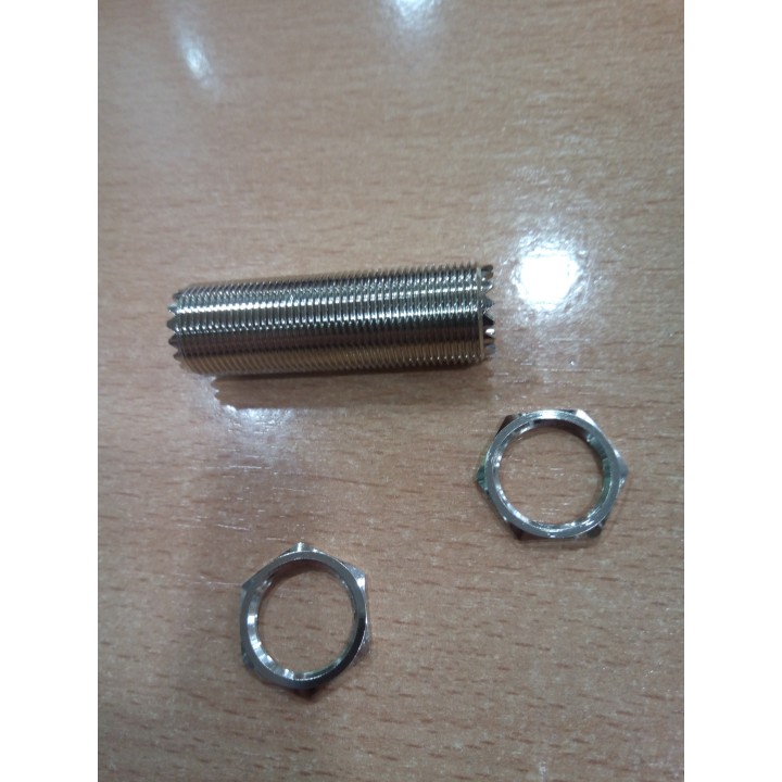 MT-7518 - ADAPTADOR DOBLE HEMBRA PL CON 2 TUERCAS (TOTALMENTE ROSCADO).