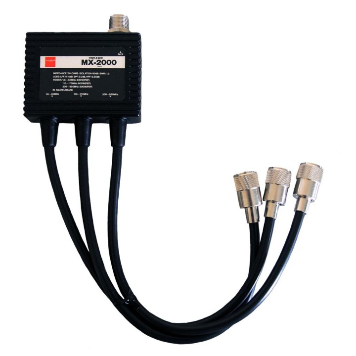 MX-2000 - TRIPLEXOR 50-144-430 MHZ. CON CABLES, CONECTORES PL (50-144) Y N (430).