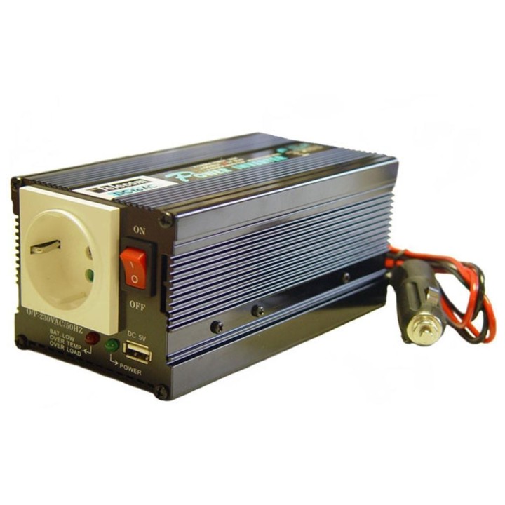 A-301/400-24U - INVERSOR PARA 400W/24V/220V. TOMA DE MECHERO. ENTRADA USB.