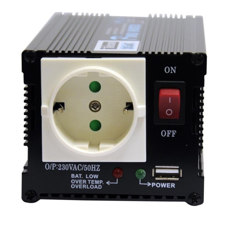 A-301/400-24U - INVERSOR PARA 400W/24V/220V. TOMA DE MECHERO. ENTRADA USB.