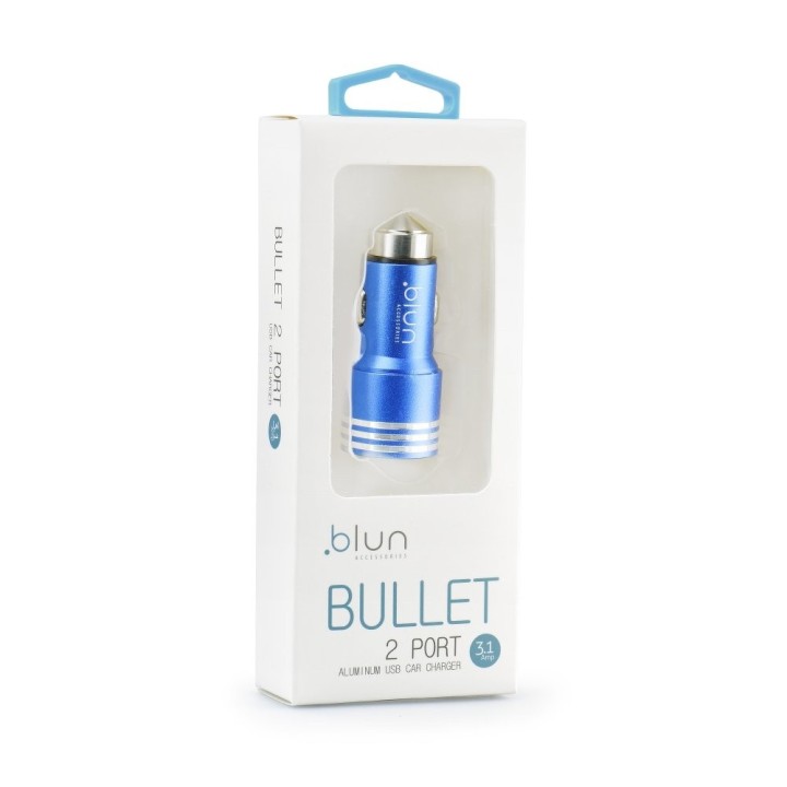 Cargador coche de doble conector USB 3,1A aluminio