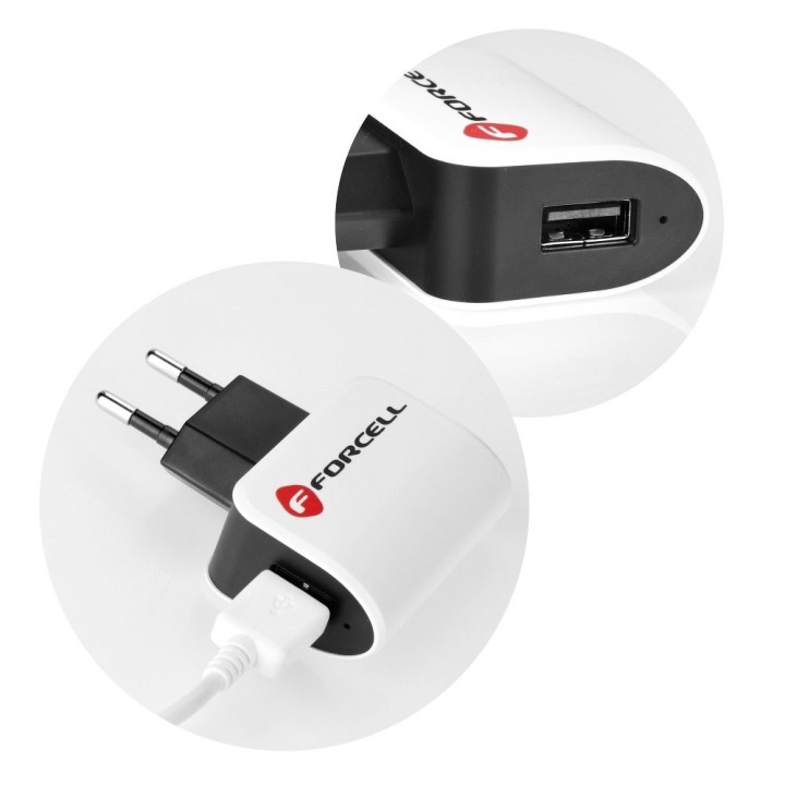 Cargador de RED IPHONE 5/6/6s/6 Plus/7/7Plus/8/8Plus/X con cable USB desmontable FORCELL