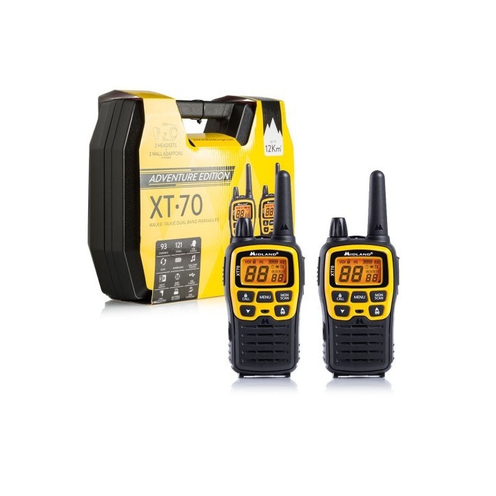 Pareja de walkies MIDLAND XT70 Adventure Edition  uso libre pmr 446