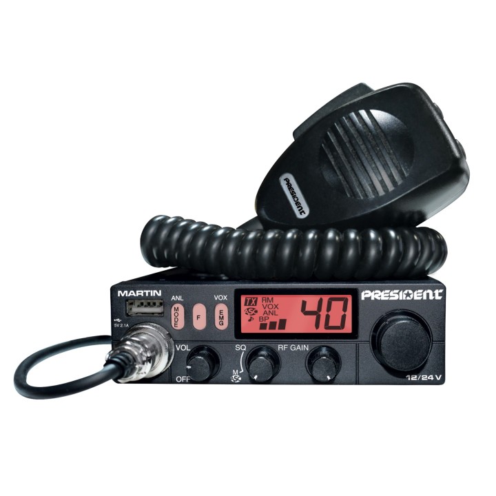 Emisora de CB 27 Mhz PRESIDENT MARTIN ASC 12 / 24 V