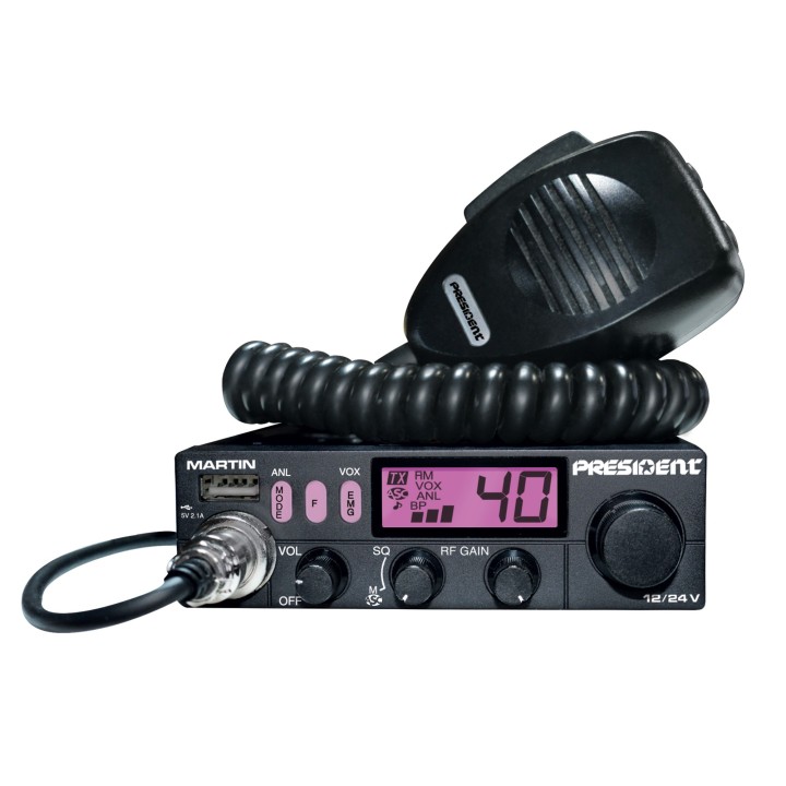Emisora de CB 27 Mhz PRESIDENT MARTIN ASC 12 / 24 V