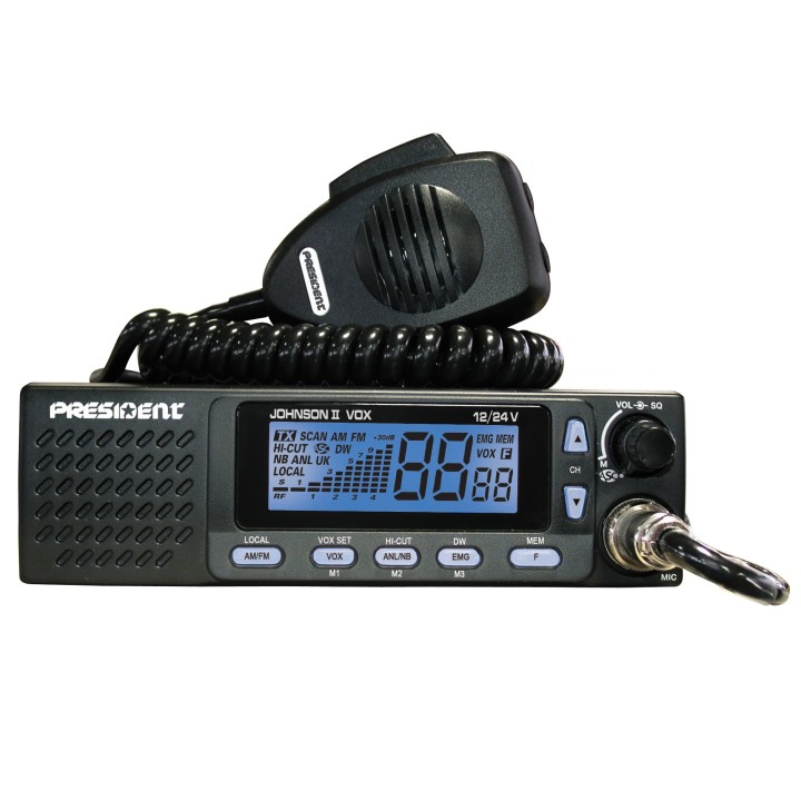 EMISORA PRESIDENT JOHNSON II ASC 27 MHZ CB (24/12V) BANDA CIUDADANA - MULTI-NORMAS EUROPEAS