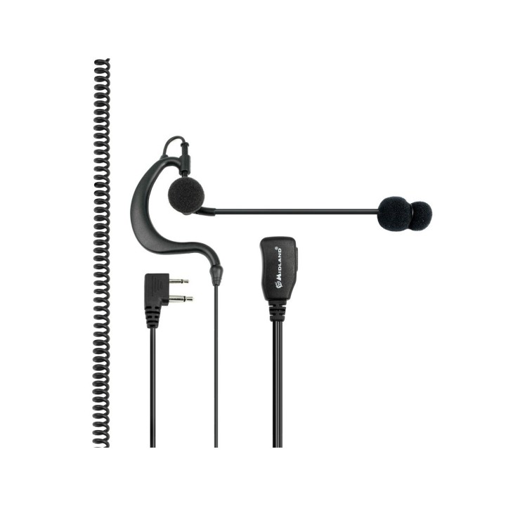 MIDLAND ABM A Micrófono con boom regulable y auricular, PTT. Conector 2 Pin L