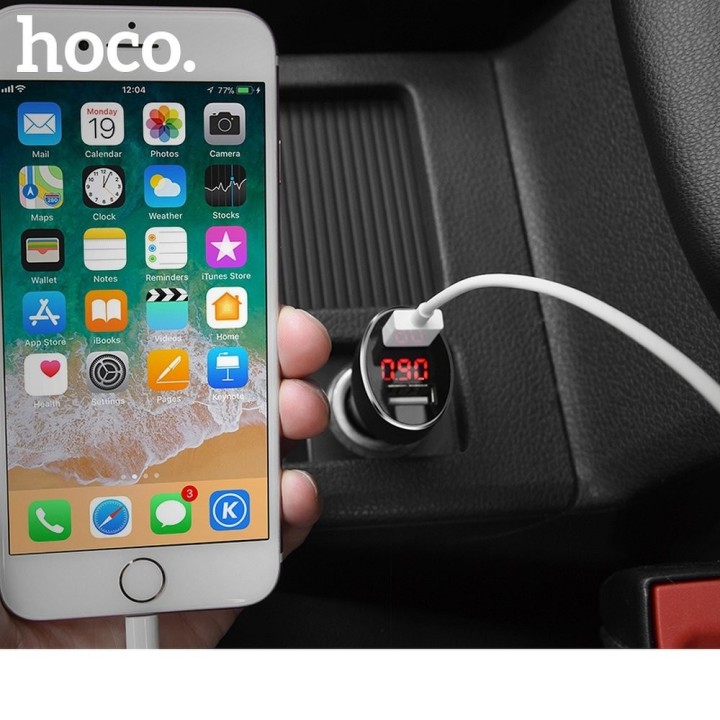 HOCO Cargador de coche (cabeza) 2 x USB con LCD 2,1A (Z26) NEGRO