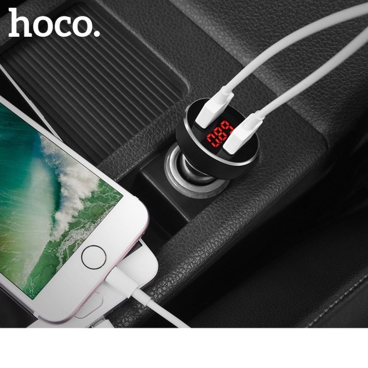 HOCO Cargador de coche (cabeza) 2 x USB con LCD 2,1A (Z26) NEGRO