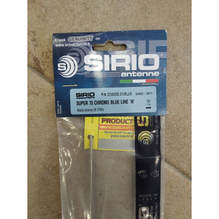 Antena SIRIO SUPER 70 CHROME BLUE LINE 27 MHZ 5/8