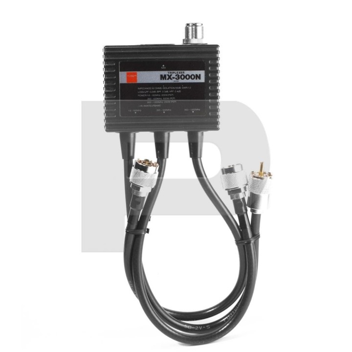 MX-3000-N - TRIPLEXOR 144-430-1200 MHZ. CON CABLES, CONECTORES PL (144) Y N (430-1200).