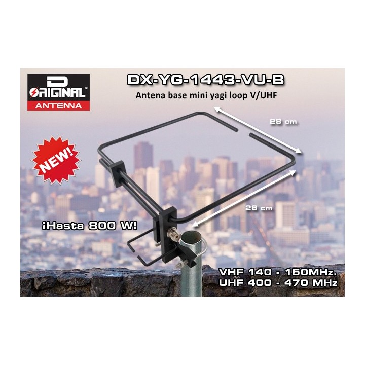 DX-YG-1443-VU-B - ANTENA BASE MINI YAGI LOOP V/UHF NEGRA