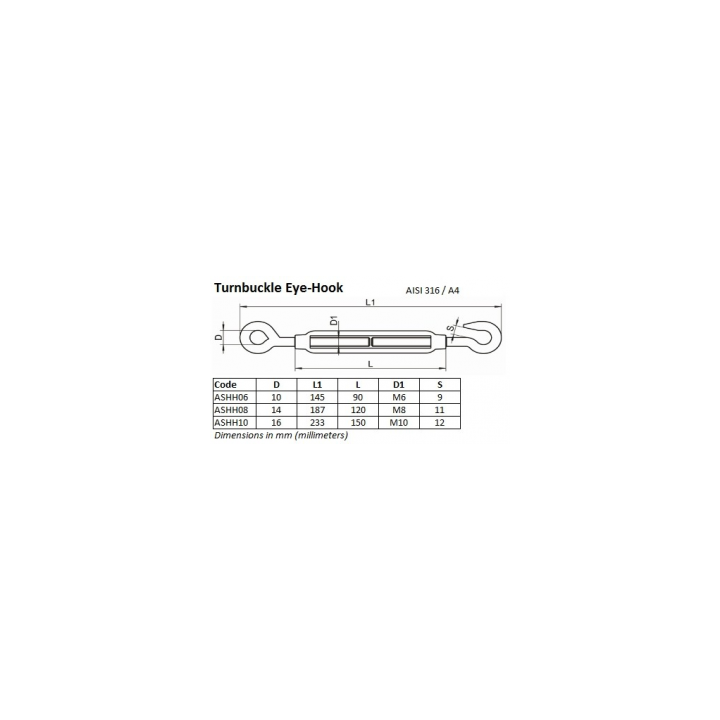 Tensor Vientos Inoxidable (M8)