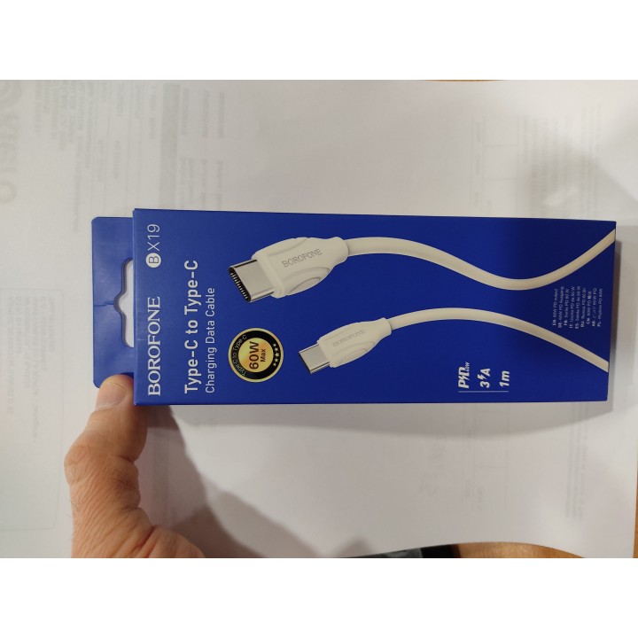 Borofone : Cable de datos BX19 (USB-C / USB-C 60W) - blanco (blíster)