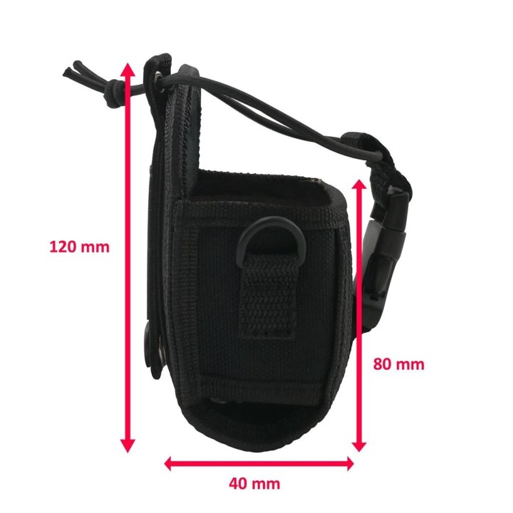 MY-120 - FUNDA UNIVERSAL EN TEJIDO CORDURA CON ARNÉS, COLOR NEGRO, PEQUEÑO TAMAÑO.