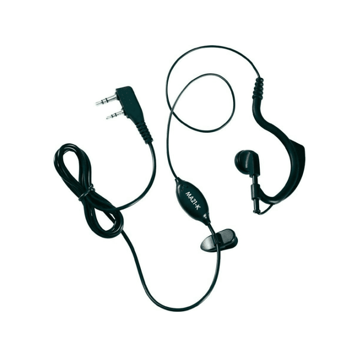 Midland MA21-LK Micrófono de solapa con auricular lobular ajustable (doble jack 90º). Compatible con Kenwood