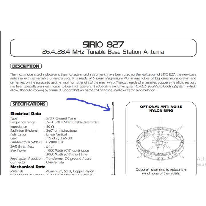 SIRIO STUB-827 TRAMO AJUSTE ANTENA SIRIO 827