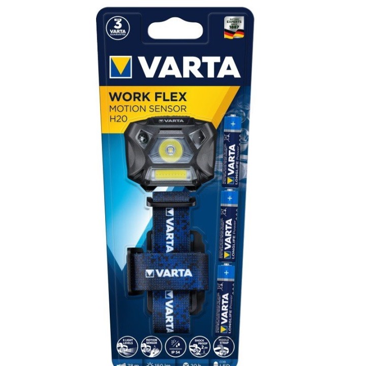 LINTERNA FRONTAL VARTA H20 WORK FLEX MOTION SENSOR