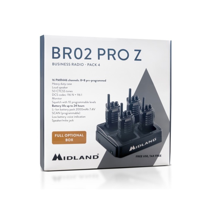 MIDLAND BR02 PROZ Pack 4 walkies de Uso Libre Calidad Profesional