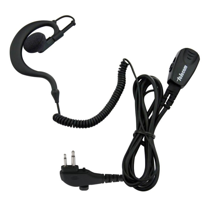 JD-30HYT610R - MICRO-AURICULAR VOX-PTT PARA HYT, CABLE RIZADO CON TORNILLOS.
