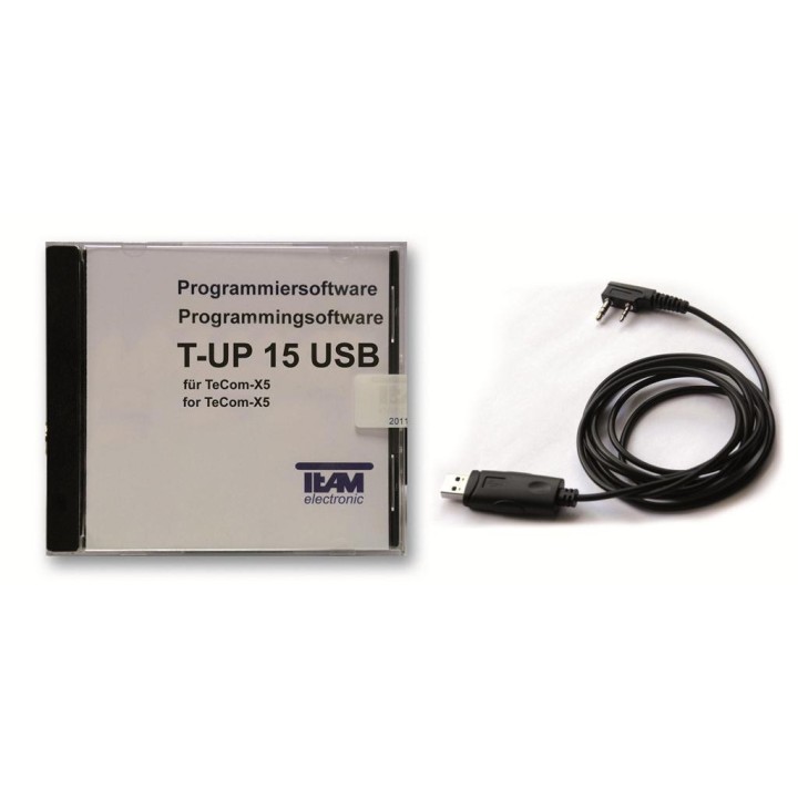 T-UP 15 USB Software TEAM + cable programación para Tecom-X5 PR-8063 (UHF) y PR-8064 (VHF).