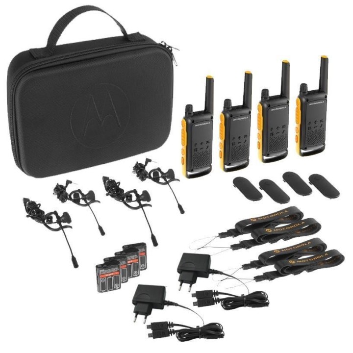 T-82 EXTREM QUAD Maletín con 4 walkies MOTOROLA T-82 EXTREME PMR446