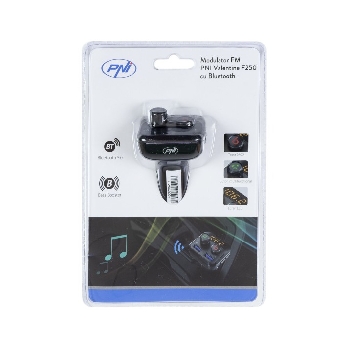PNI F250 MODULADOR RADIO FM, BLUETOOTH, USB DUAL, MICROSD