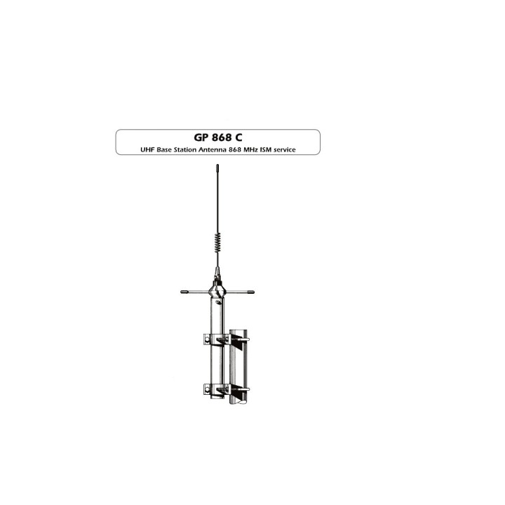 SIRIO GP-868-C Antena base omnidireccional UHF de 835 a 900 Mhz con centro de banda en 868 Mhz.