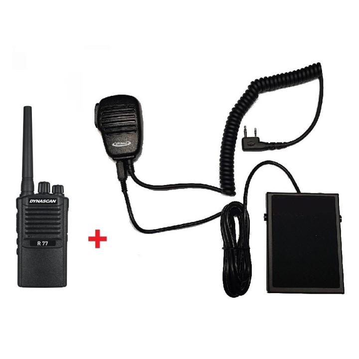 PACK WALKIE DYNASCAN R-77 + PEDAL CON MICRO-ALTAVOZ PARA CARRETILLAS