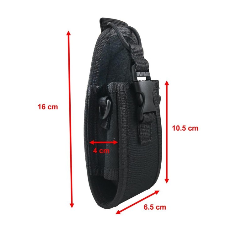 MY-121-L - FUNDA UNIVERSAL EN TEJIDO CORDURA CON ARNÉS, COLOR NEGRO.
