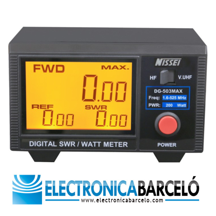 NISSEI DG-503 MAX MEDIDOR DIGITAL ROE/WATT PARA DMR (TDMA), SSB, AM, FM, CW, FDMA - DOBLE SENSOR: 1.6-60 y 125-525 MHz - 200W