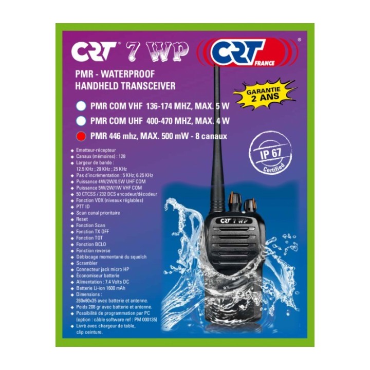 CRT 7WP IP66 IMPERMEABLE PMR 446 MHZ + PINGANILLO DE REGALO