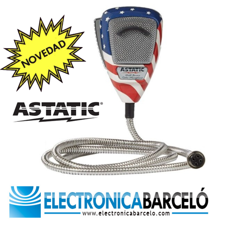 ASTATIC 636L-FLAG (BARRAS Y ESTRELLAS) MICRÓFONO DE CB DINÁMICO 4 PIN
