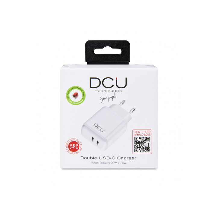 DCU CARGADOR DOBLE USB TIPO-C 20W+20W