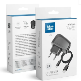 Cargador de Viaje Micro USB Universal 2A con cable separado Blue Star Lite