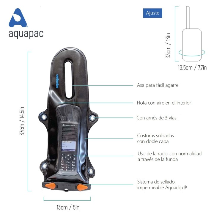 FUNDA AQUAPAC WALKIE VHF PRO 229 PEQUEÑA NEGRA