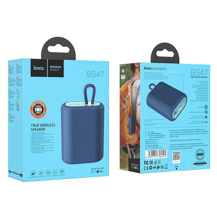 Hoco BS47 Altavoz Uno Sports Inalámbrico Bluetooth Navy Blue