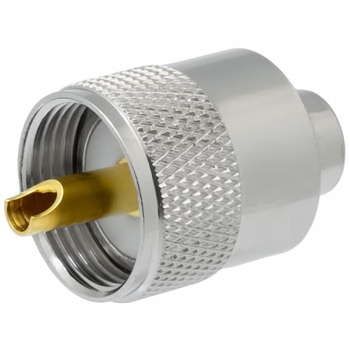 MT-4350 Conector PL macho roscar corto teflón con pin dorado para RG-58