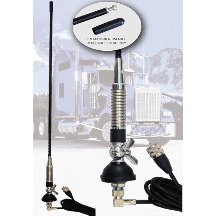 ALL-RIGHT-2 - ANTENA MÓVIL PARA CB. CON MUELLE ROBUSTO, CABLE + BASE PALOMILLA.