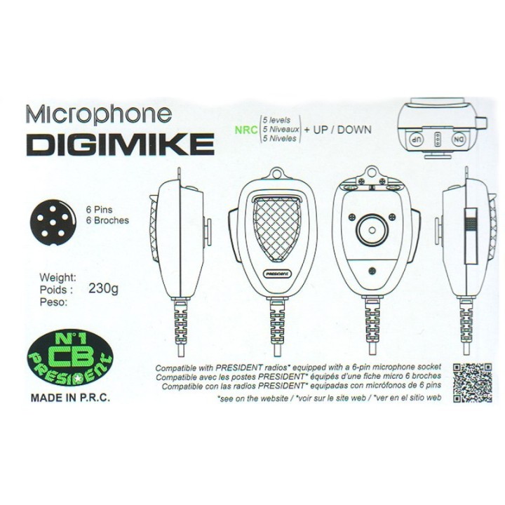 EMISORA DE CB-27 PRESIDENT TAYLOR IV DM ASC 12 / 24 V NUEVA VERSION CON DIGIMIKE