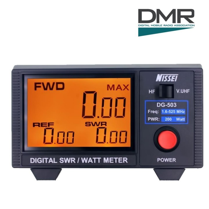 NISSEI DG-503 MAX MEDIDOR DIGITAL ROE/WATT PARA DMR (TDMA), SSB, AM, FM, CW, FDMA - DOBLE SENSOR: 1.6-60 y 125-525 MHz - 200W