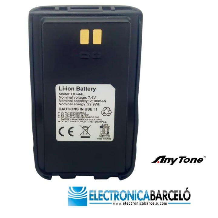QB-44L - Batería para Anytone AT-D868UV / AT-D878UV 7.4 V., 2100 mAh, Li-Ion.