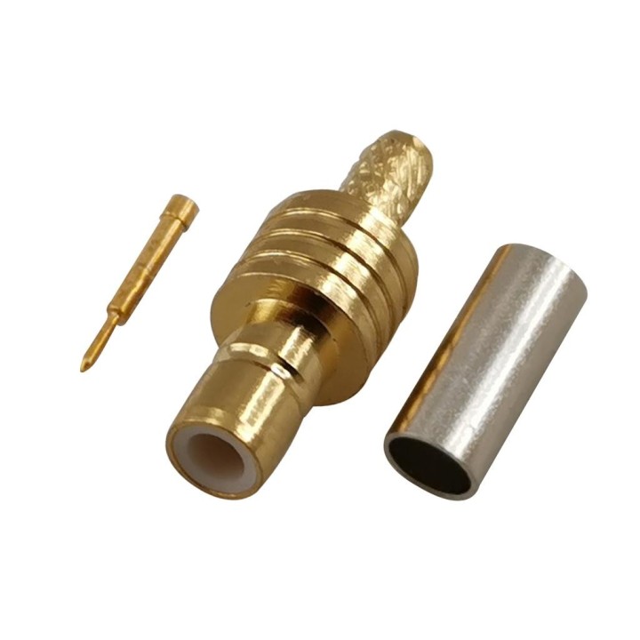 MT-3564 Conector SMB hembra para RG-174. Crimpar. Dorado.