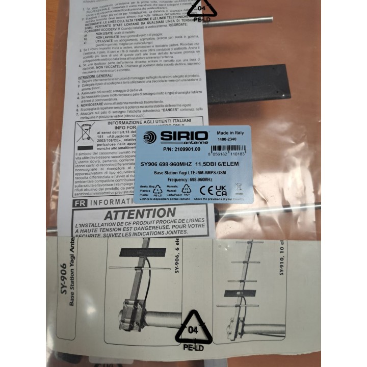 SIRIO SY 906 ANTENA UHF DIRECTIVA 900MHz (6 Elem) GSM