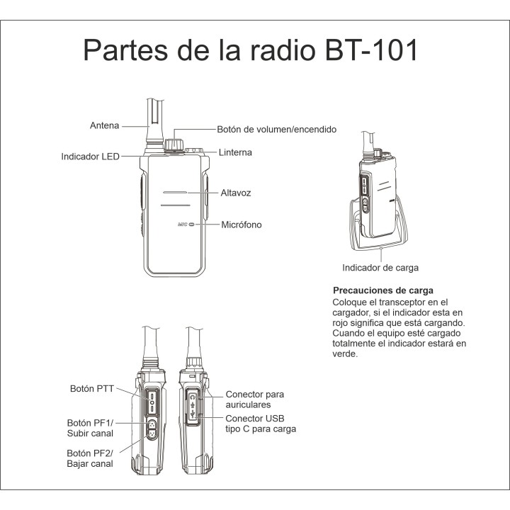 Walkie VECKOM BT-101 PMR446 con Bluetooth