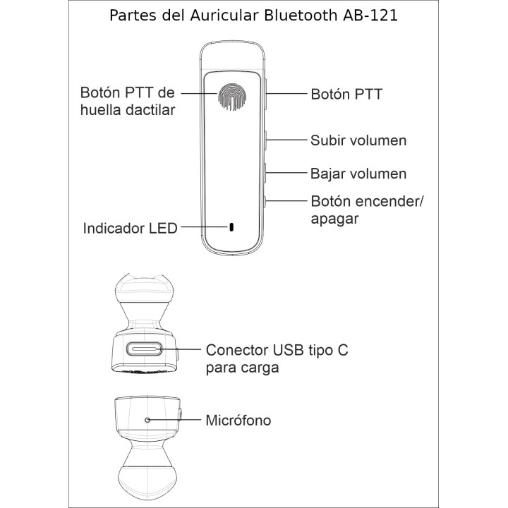 Walkie VECKOM BT-101 PMR446 con Bluetooth