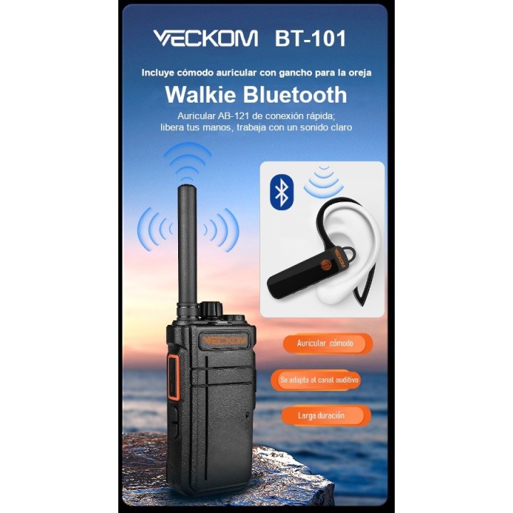 Walkie VECKOM BT-101 PMR446 con Bluetooth