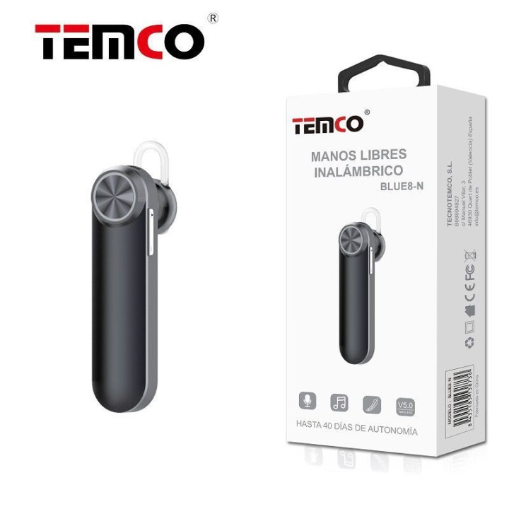 TEMCO Manos Libres inalambrico Negro