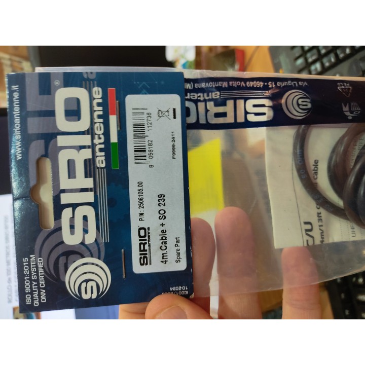SIRIO BASE SO239 + 4m RG58 PARA ANTENAS TIPO PL "ECO"