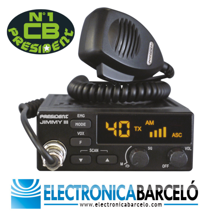 Emisora de CB 27 Mhz PRESIDENT JIMMY III AM/FM 12V